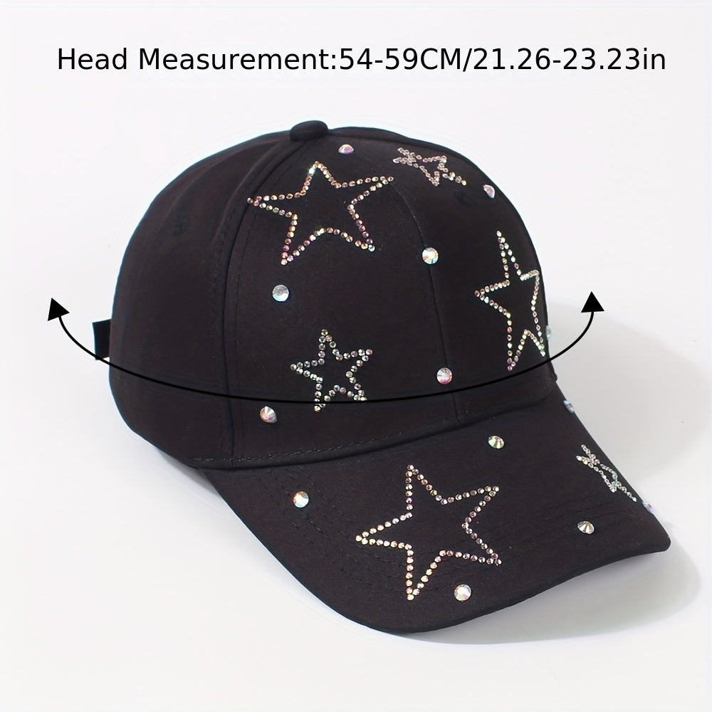 Rhinestone Pentagram Baseball Cap Adjustable Dad Hat