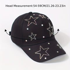Rhinestone Pentagram Baseball Cap Adjustable Dad Hat