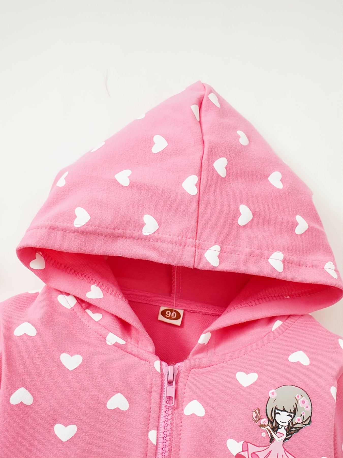 Baby Girls' Heart Printed Hooded Sweatshirt Top
