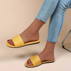 Women's Solid Slides Casual Slip On Flat Beach Shoes Lightweight
