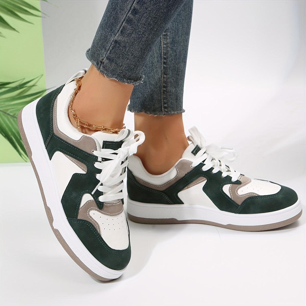 Women's Lace Up Stitching Sneakers Lightweight Shoes