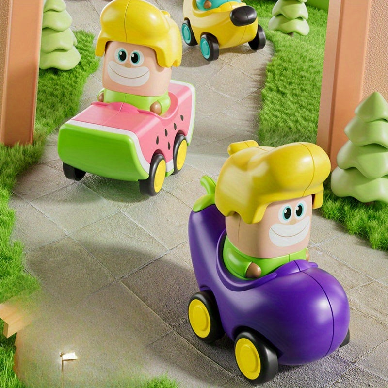 Fruit Theme Cartoon Car Toy Set Mini Push Inertia Pull Back Sliding Cars