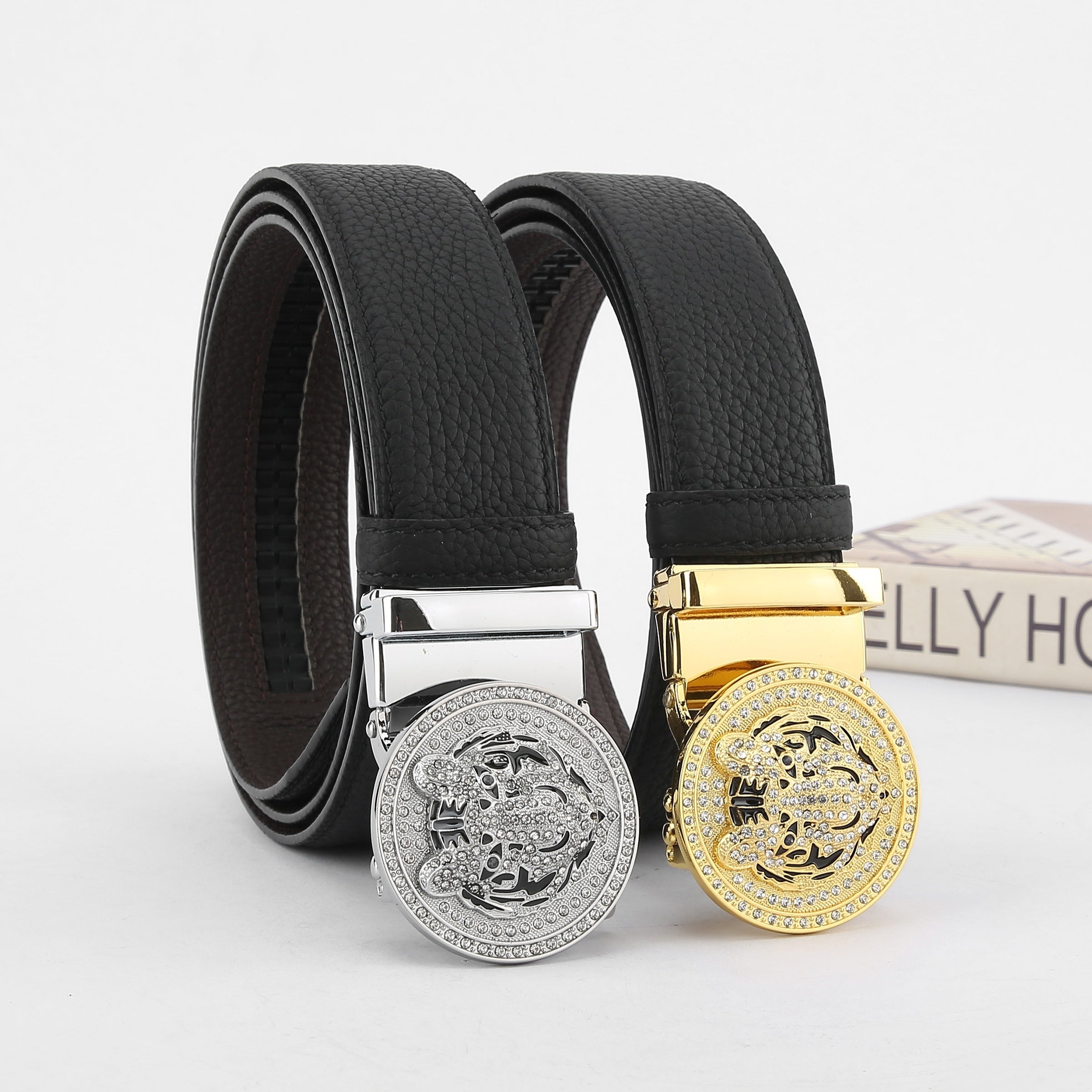 Men's Wild Style Automatic Buckle Belt with Rhinestones