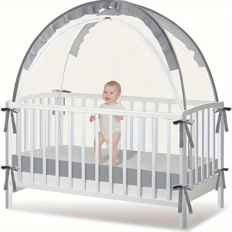 Pink Baby Crib Mosquito Net Tent Foldable Durable Alloy Frame