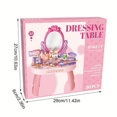 30pcs Kids Princess Dress Up Toy Set with Hair Dryer Lipstick Ponytail