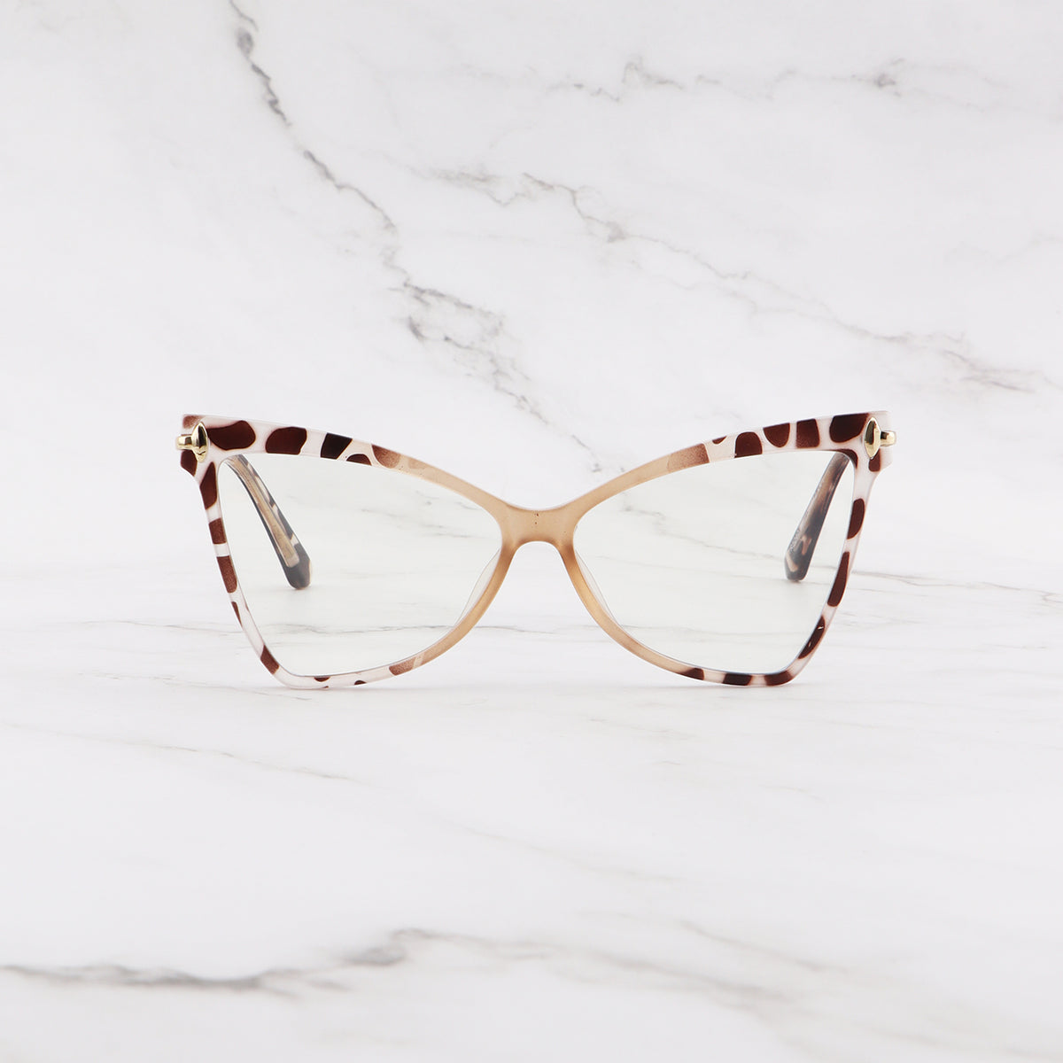 Street Cat Eye Khaki Anti Light PC Flat Glasses