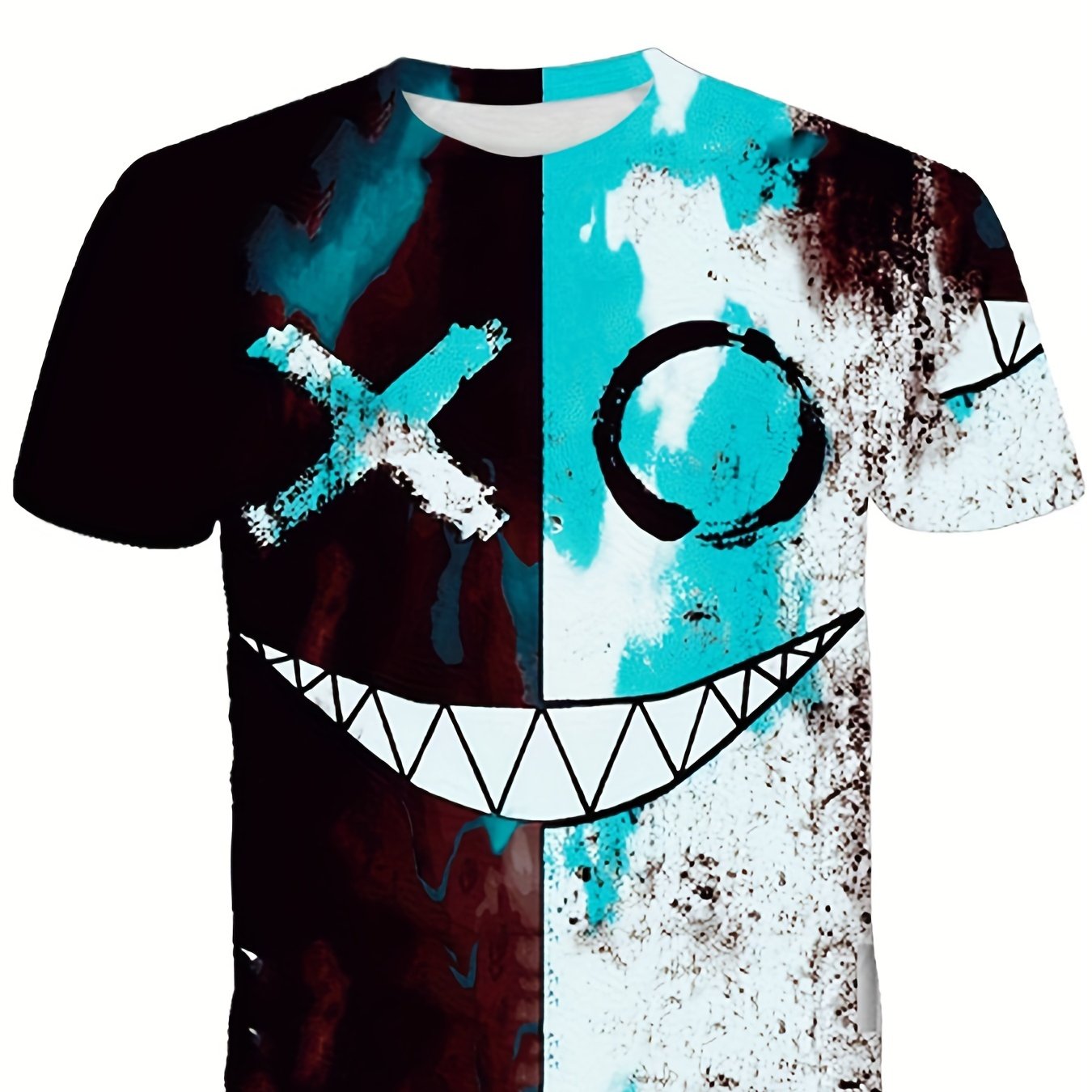 Boys Colorful Graffiti Face T Shirt Short Sleeve Tee