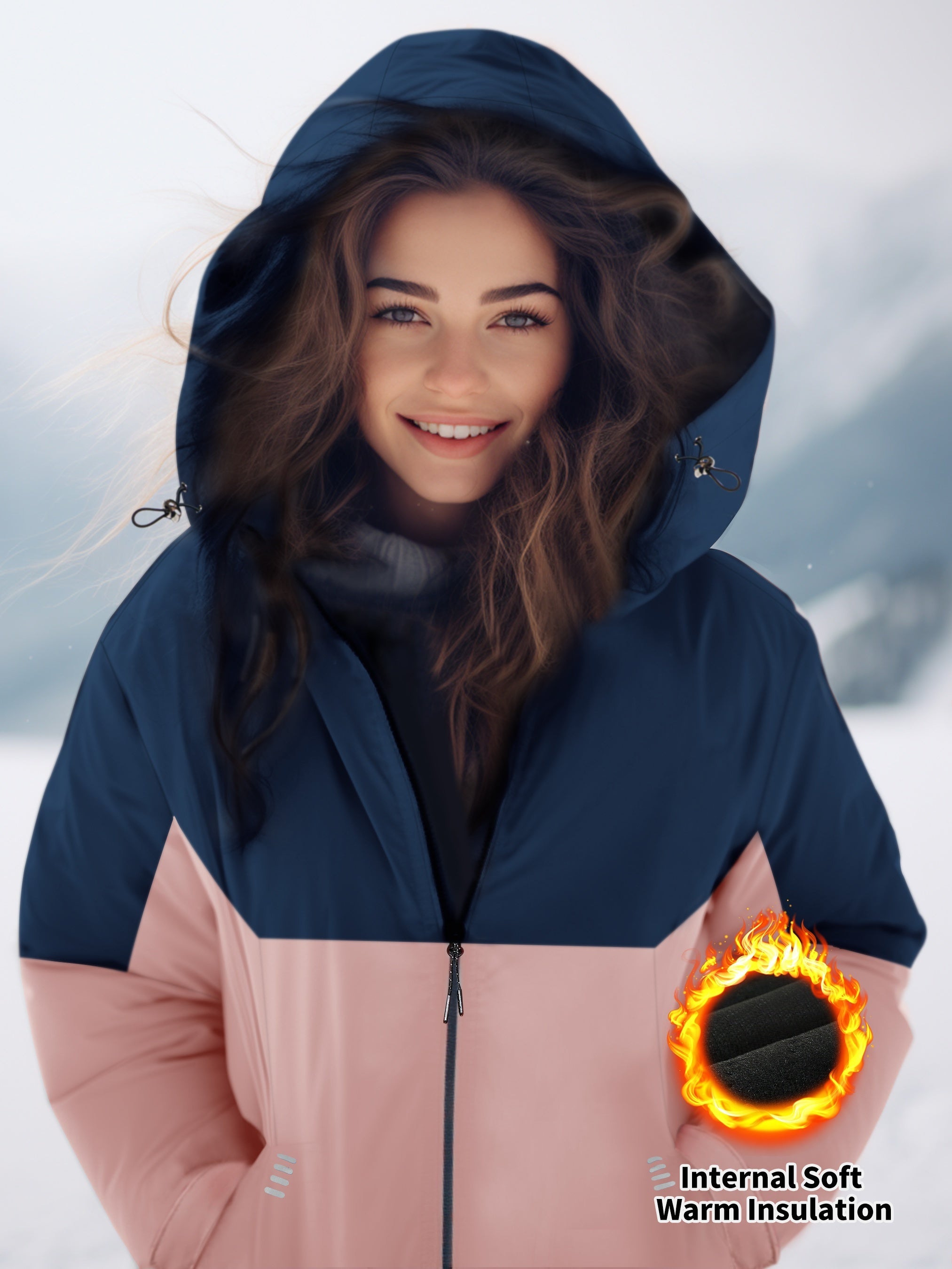 Women's Block Fleece Hooded Jacket