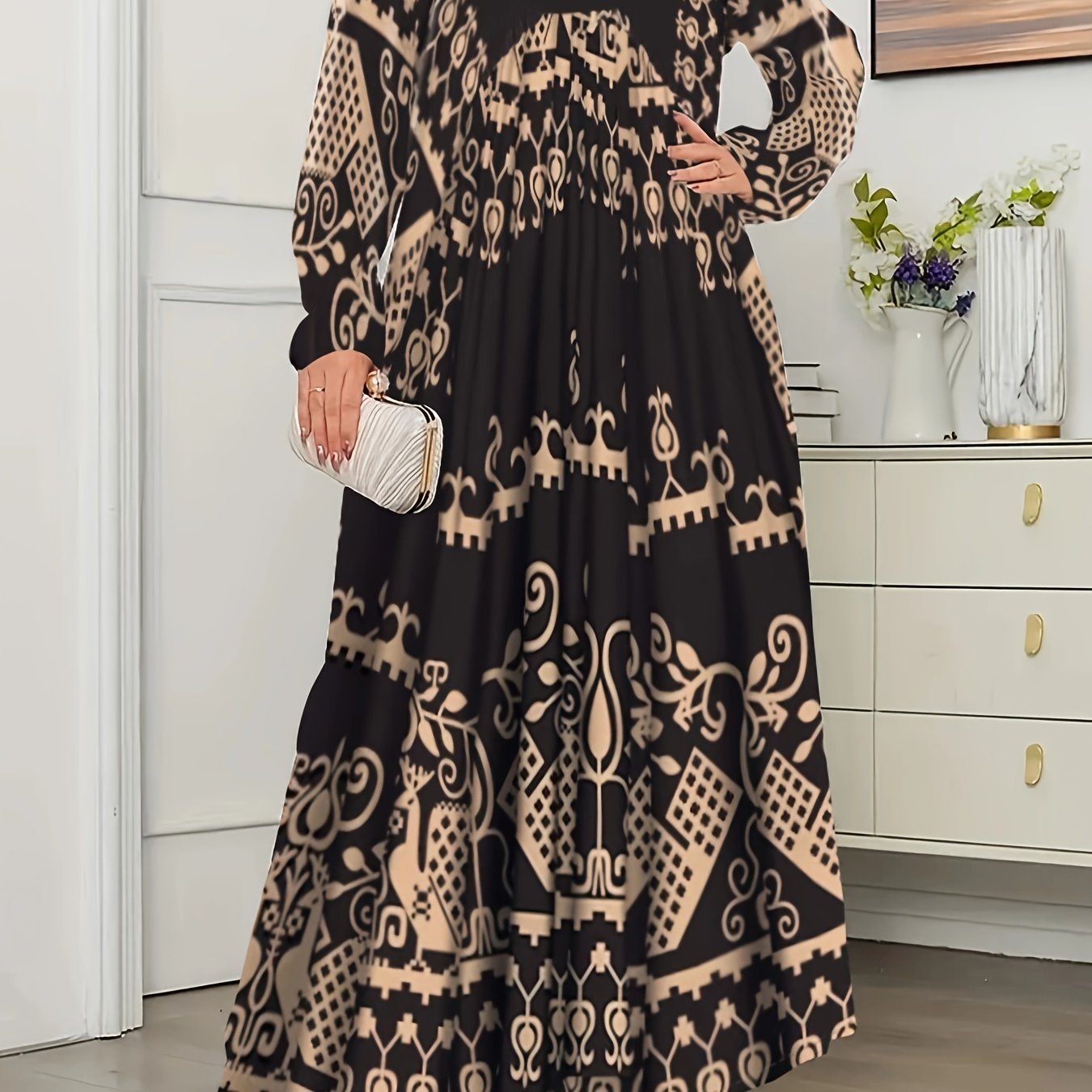  Boho Dress Women's Plus Tribal Print Maxi Dress