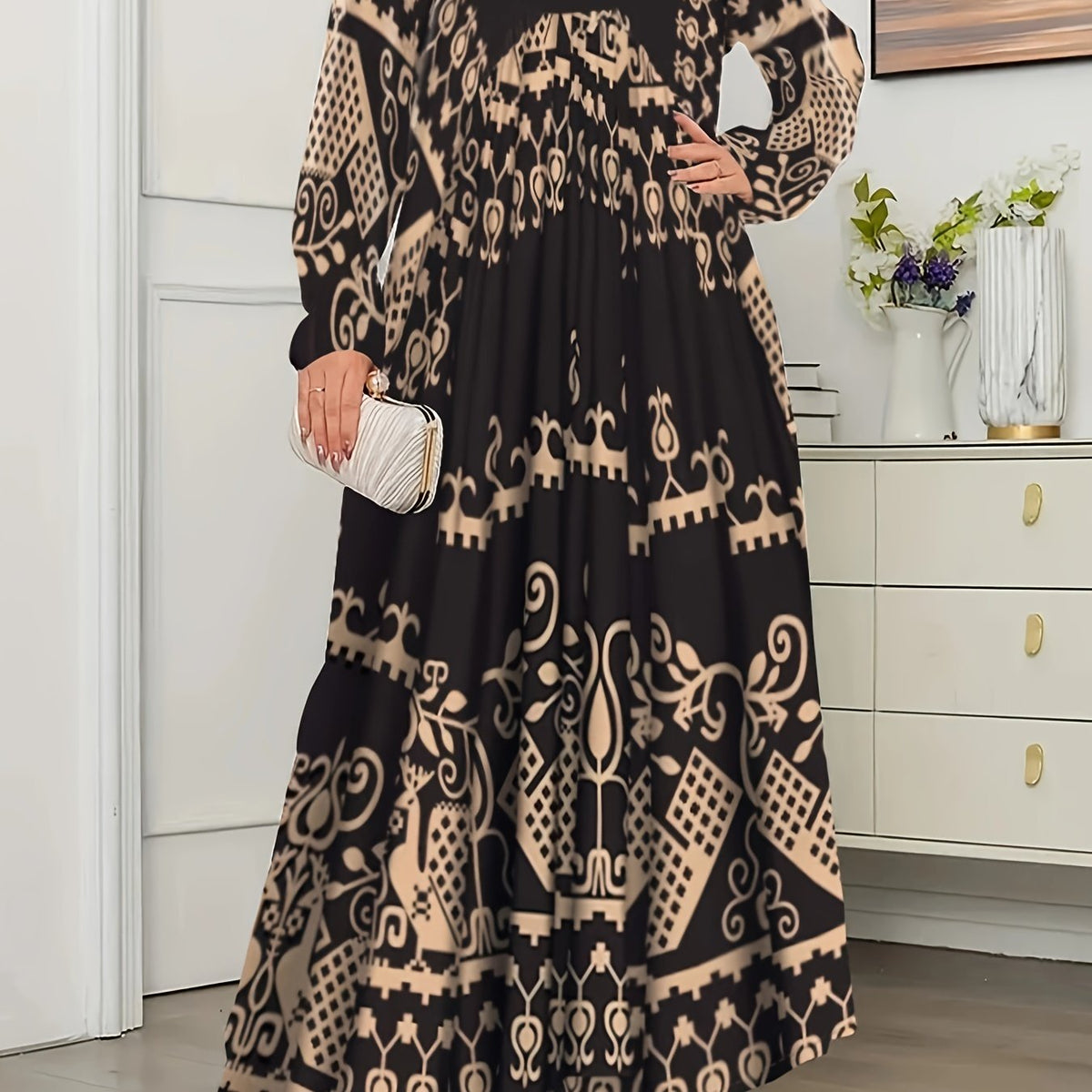  Boho Dress Women's Plus Tribal Print Maxi Dress