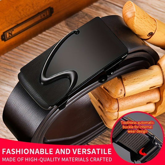 Men's Automatic Buckle PU Belt for Business Party Travel
