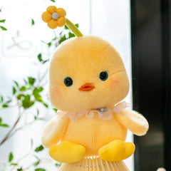 Yellow Flower Chick Plush Toy Soft Polyester Holiday Gift