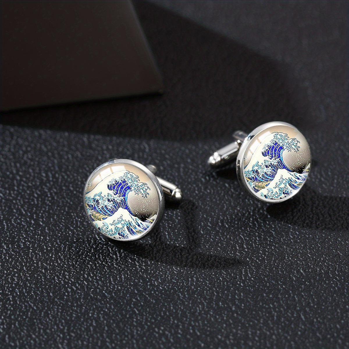 Sea Wave Time Gemstone French Cufflinks Men's Shirt Cufflinks Buttons