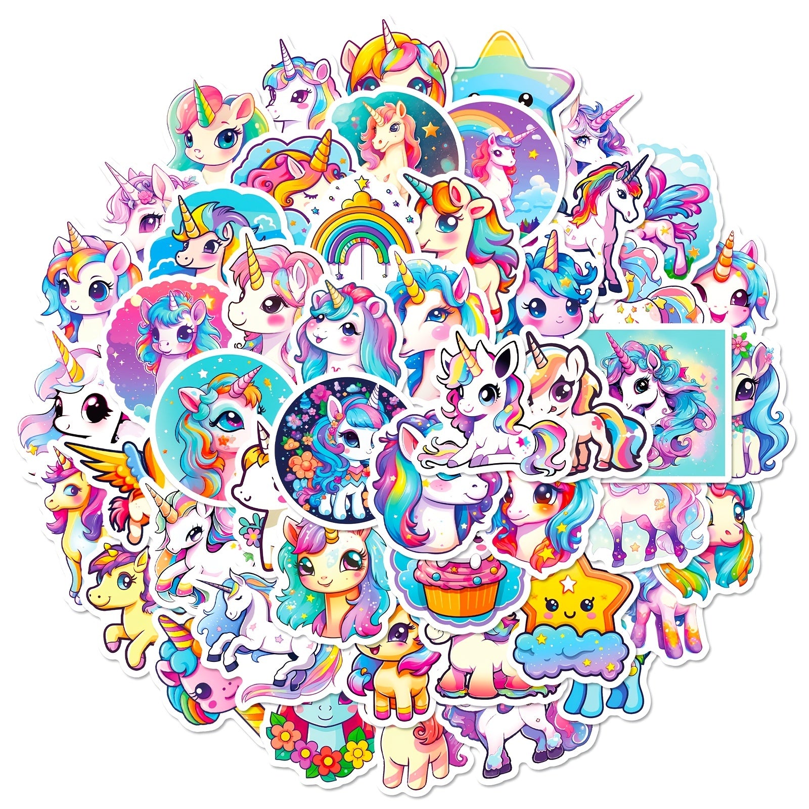 50pcs Unicorn Stickers Waterproof Vinyl Stickers For Water Bottles Pack
