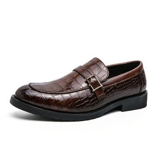 Men's Crocodile Print Pointed Toe Slip On Loafer Shoes