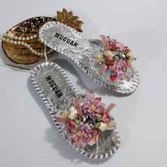 Women's Flowers Decor Flat Slide Sandals