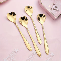 4pcs Heart Shaped Coffee & Dessert Spoon Set Tea Coffee Desserts