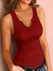 Ribbed Tank Top Sleeveless Casual Top For Summer & Spring Women's Clothing