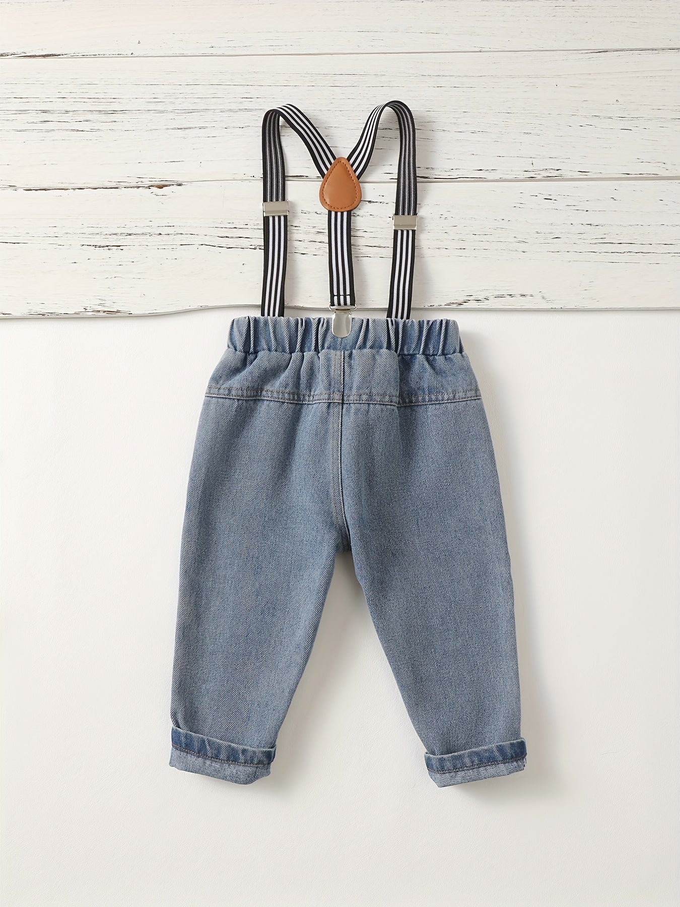 Baby Boys Ripped Denim Suspender Pants Jeans