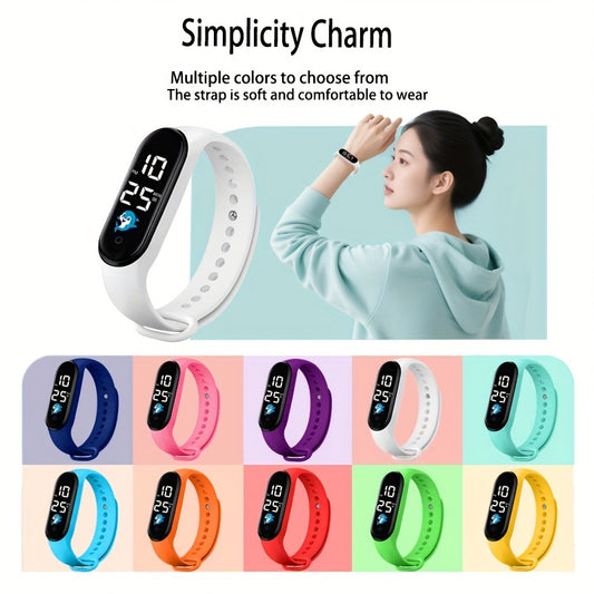 12pcs Silicone Strap Electronic Watch Sports Bracelet