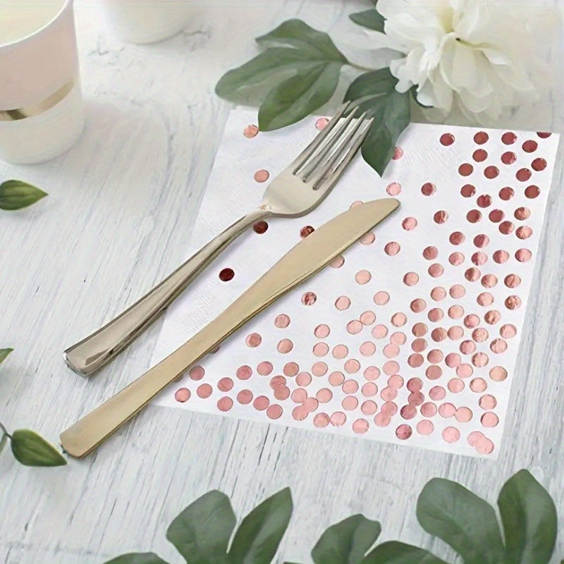 25pcs Bronzing Polka Dot Napkins Plates Cups Party Supplies