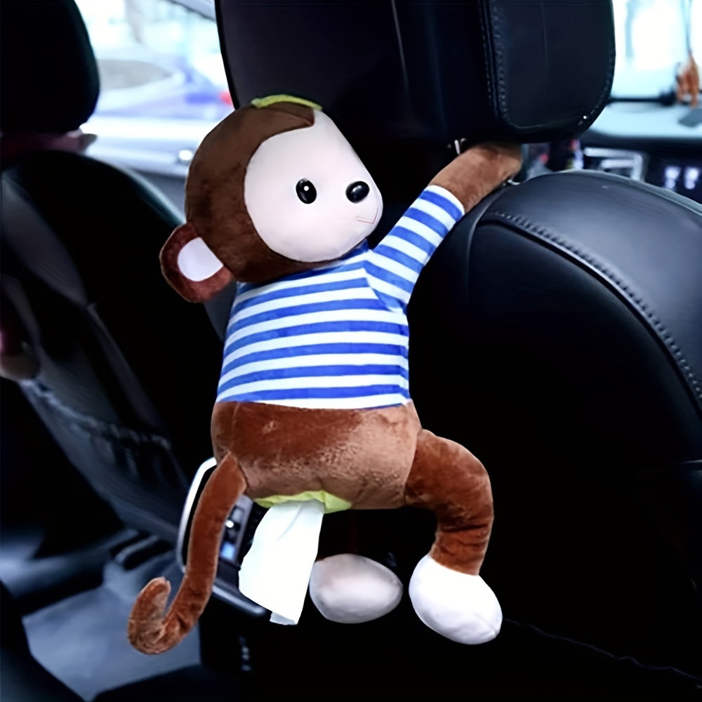Monkey Plush Tissue Holder Hanging Pouch Cartoon Animals Paper Storage