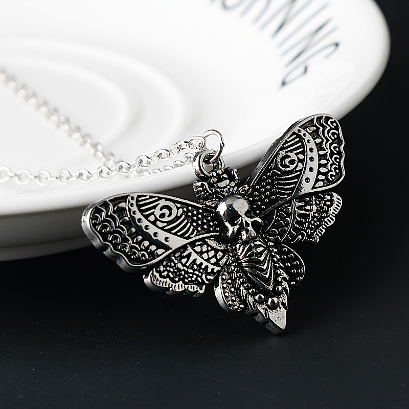 Skull Moth Pendant Necklace Punk Style Jewelry Men