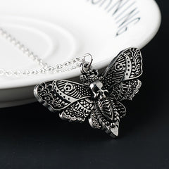 Skull Moth Pendant Necklace Punk Style Jewelry Men
