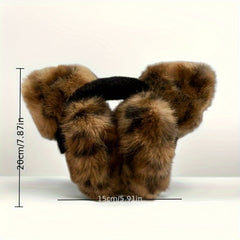 Leopard Print Ear Warmers Foldable Winter Ear Muffs with Soft Faux Fur