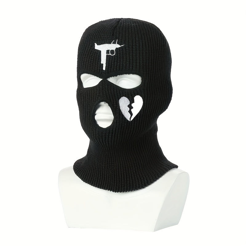 Embroidered Knitted Ski Mask Balaclava Hat