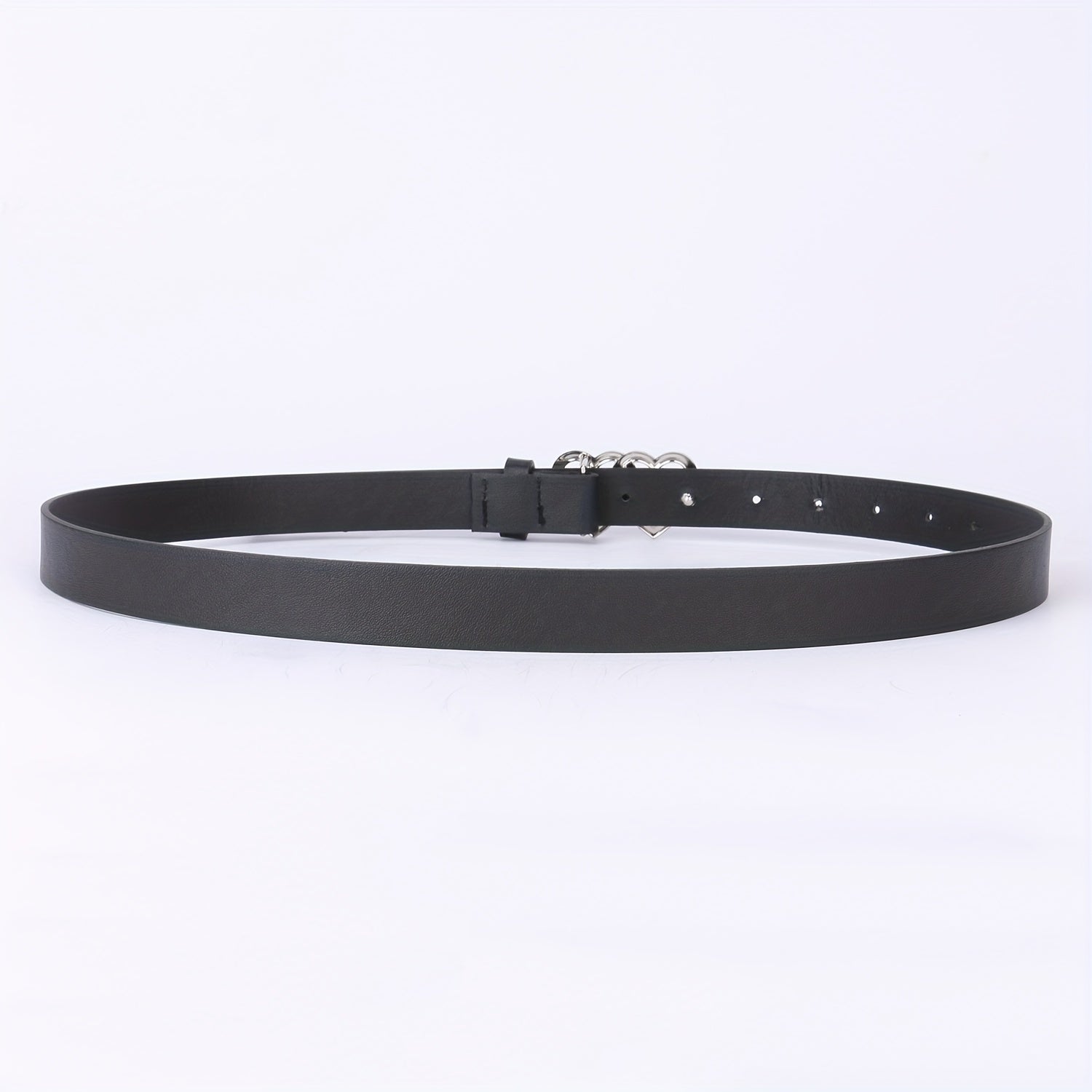 PU Leather Thin Belt Double Heart Metal Buckle Jeans Dress Coat Belts
