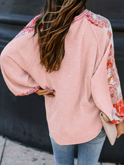  Colorblock Paisley Print Waffle Top