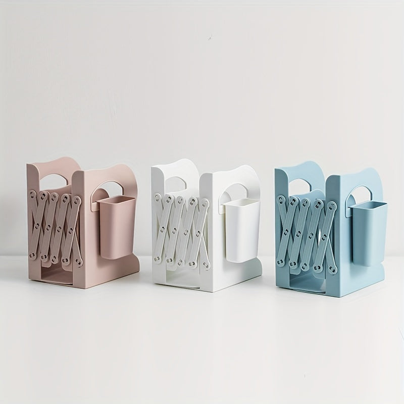 Retractable Book Stand With Pen Holder Desktop Book Storage Rack