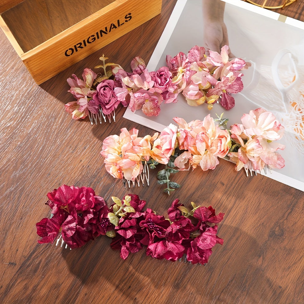 Vintage Flower Hair Comb Bridal Headdress for Beach Vacation