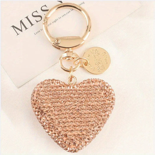 Love Car Keychain For Men Creative Diamond Set Love Earphone Case Bag Pendant