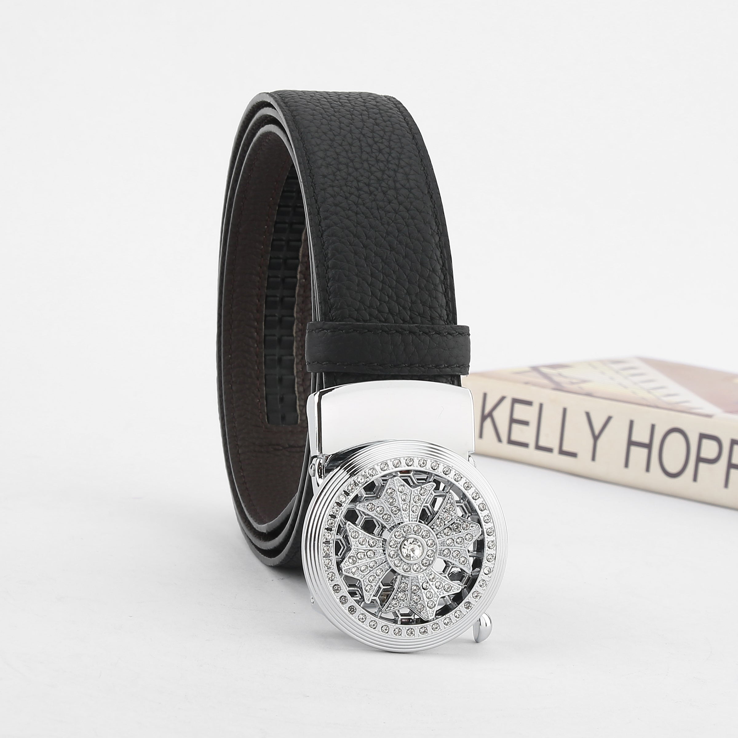 Men's Wild Style Automatic Buckle Belt with Rhinestones