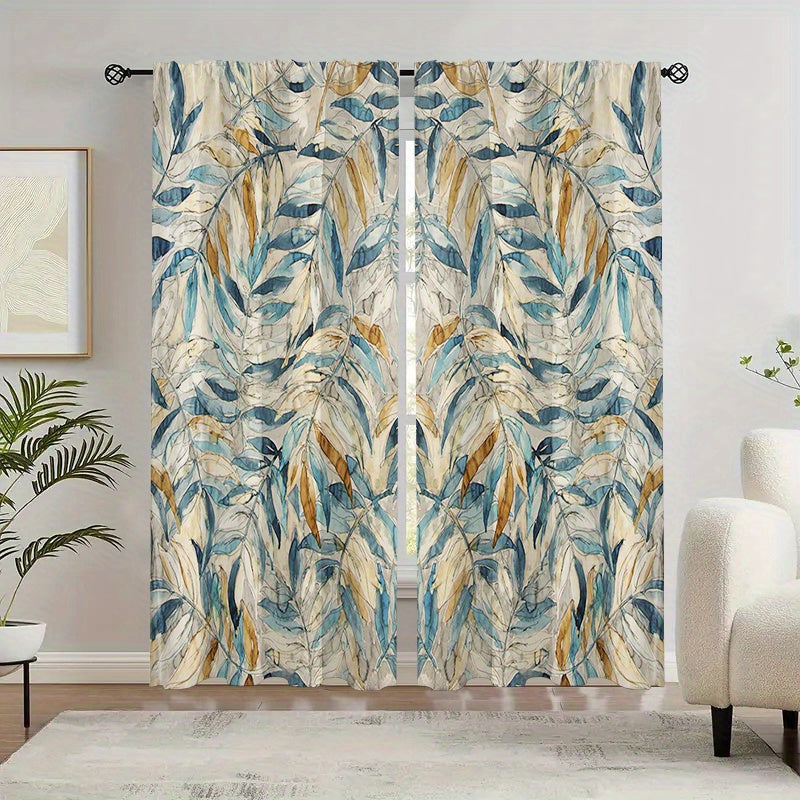Floral Printed Curtains Semi Blackout Decorative Curtains