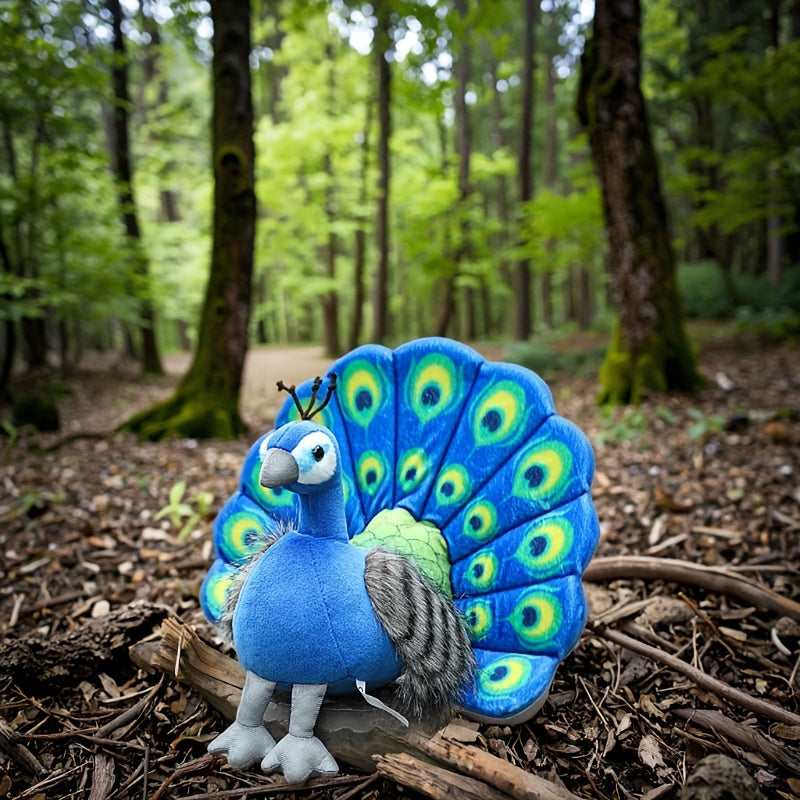 Realistic Peacock Plush Toy - Zoo Themed Stuffed Animal for Home Decor