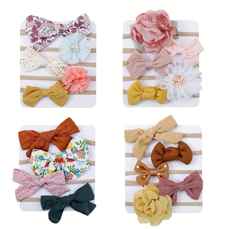 Flowers Bow Decor Headband Hairbands Hair Accessories for Baby Girls