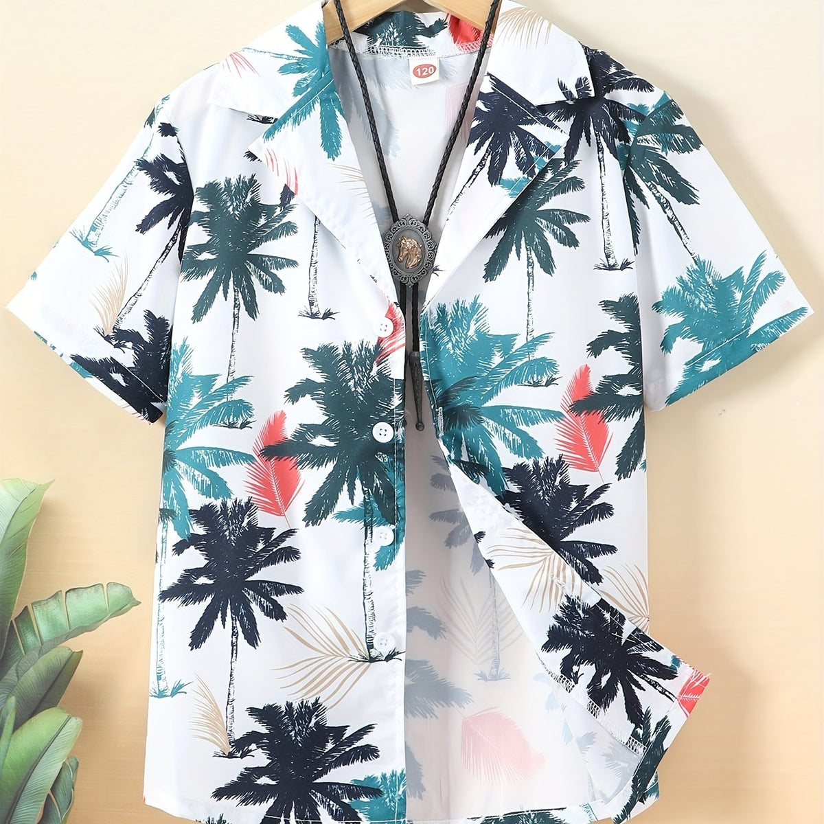 Boys Coconut Tree Print Button Down Shirt