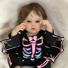 18 Inch Autumn Reborn Doll with Rooted Hair & 3D Painted Skin