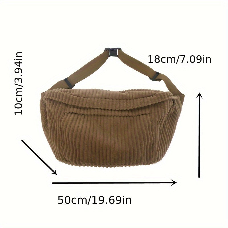 Extra Large Corduroy Sling Bag Stylish Crossbody Spacious Comfortable