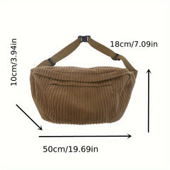 Extra Large Corduroy Sling Bag Stylish Crossbody Spacious Comfortable