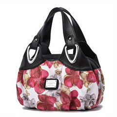 Floral Print Satchel Purse for Women - Faux Leather Work Bag