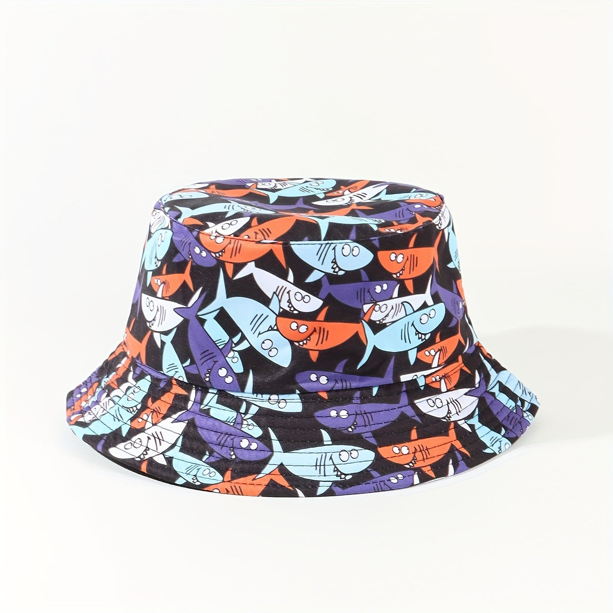 Cartoon Flower Print Reversible Bucket Hat Breathable Fisherman Cap