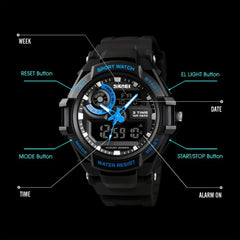 Round Digital Watch With Silicone Band Waterproof Sporty Style