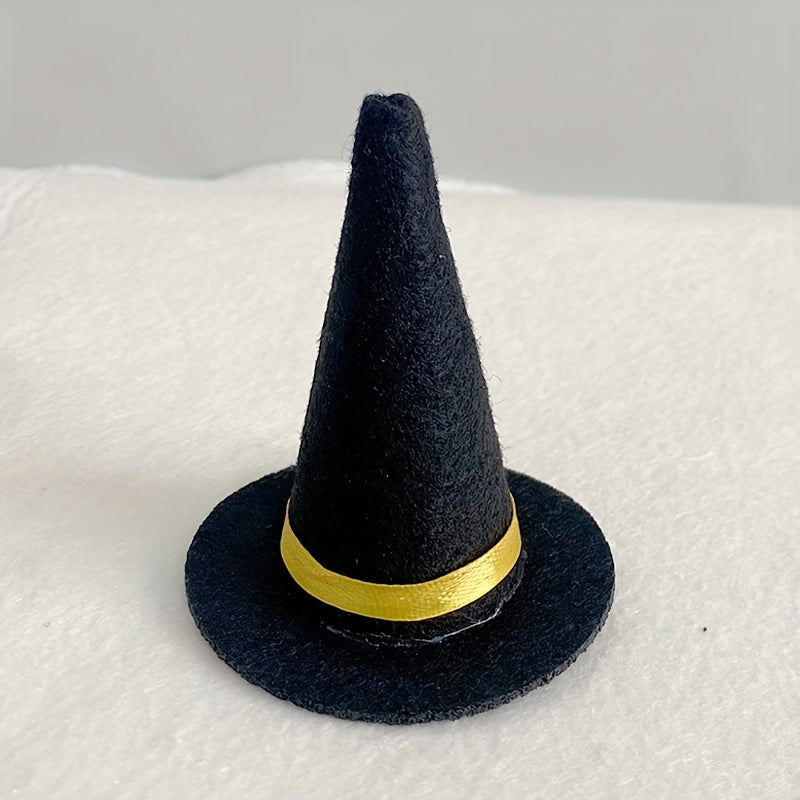 10pcs Mini Felt Witch Hat with Ribbon Halloween Cosplay Accessories