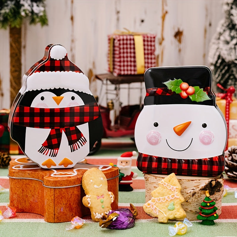Christmas Gingerbread Man Cookie Box Snowman Tin Box