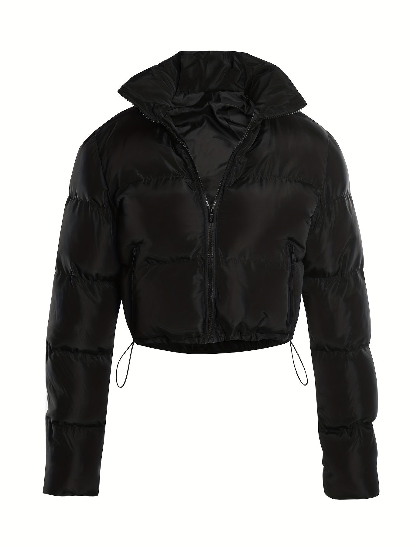 Zip Up Solid Coat Casual Winter Outerwear