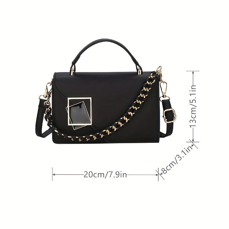 Stylish Chain Decor Handbag Square Crossbody Bag Women's Shoulder Purse